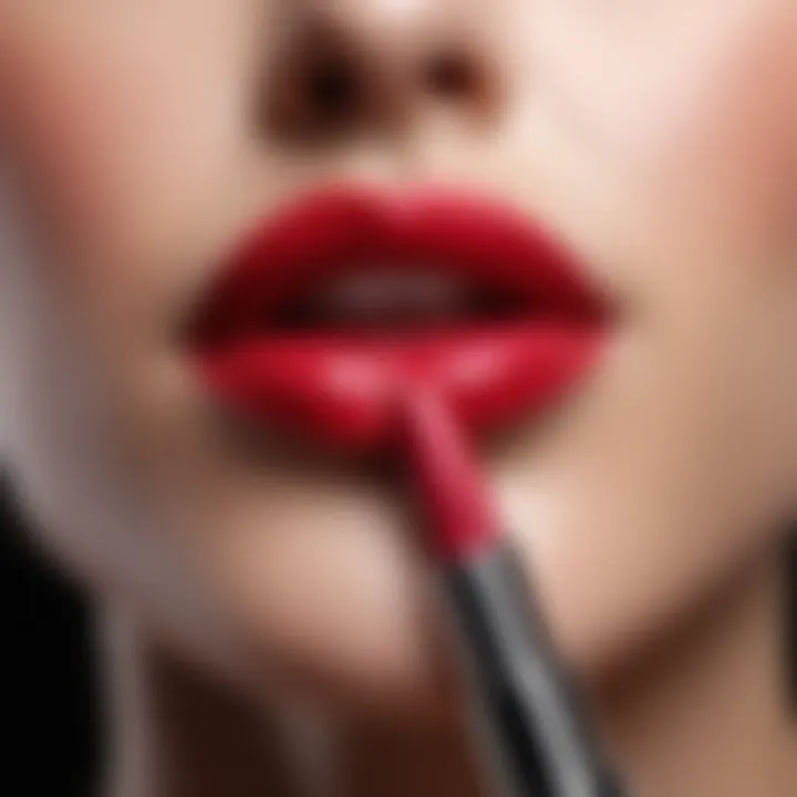 Close-up of gloss lipstick application on lips