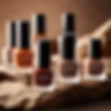 Natural earth tone nail polish shades displayed elegantly.