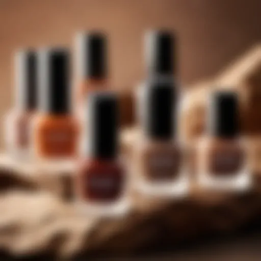 Natural earth tone nail polish shades displayed elegantly.