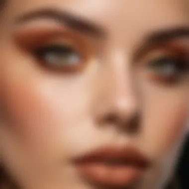 Close-up of a model showcasing natural makeup look with warm hues