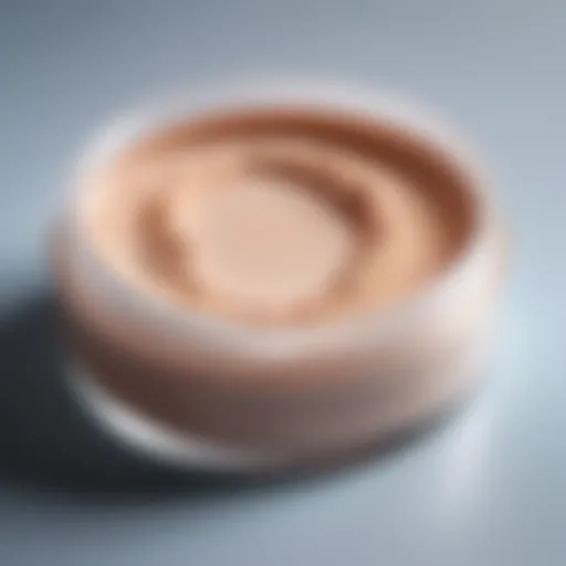 Close-up of translucent powder in a makeup container