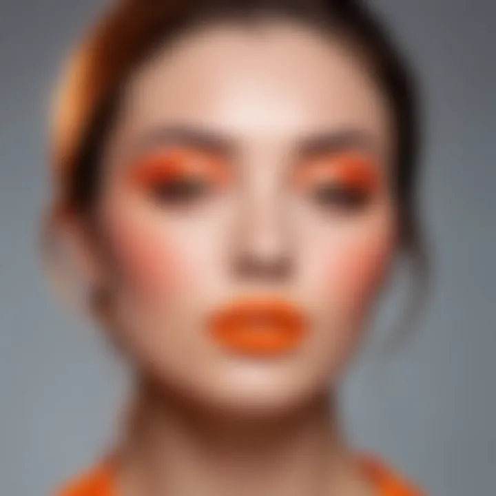 Makeup artist demonstrating orange blush technique