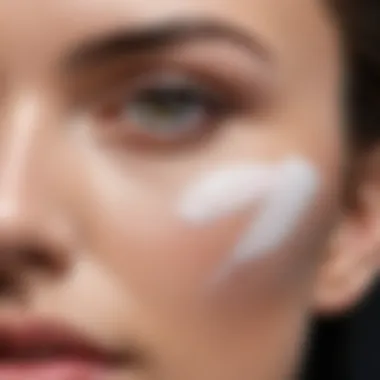 Close-up of primer application on skin