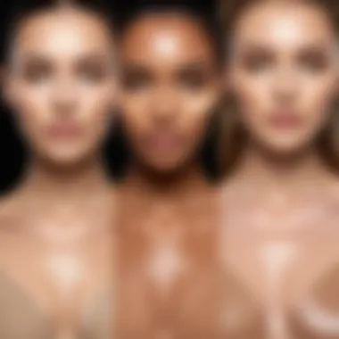 Visual representation of different skin types and suitable foundation products
