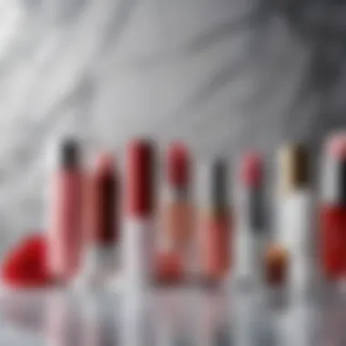 Diverse Lip Treatment Products Elegant display of various lip treatment products on a marble surface.