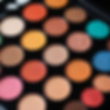 Detailed view of a makeup palette with rich colors ready for application