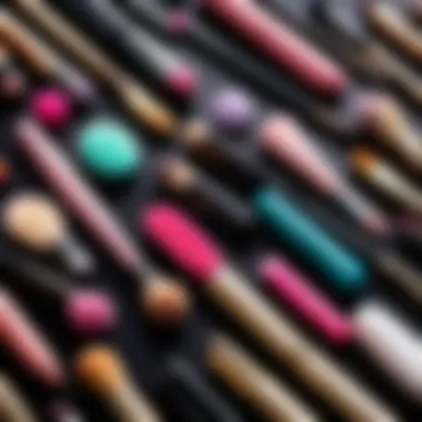 Various types of makeup applicators displayed elegantly