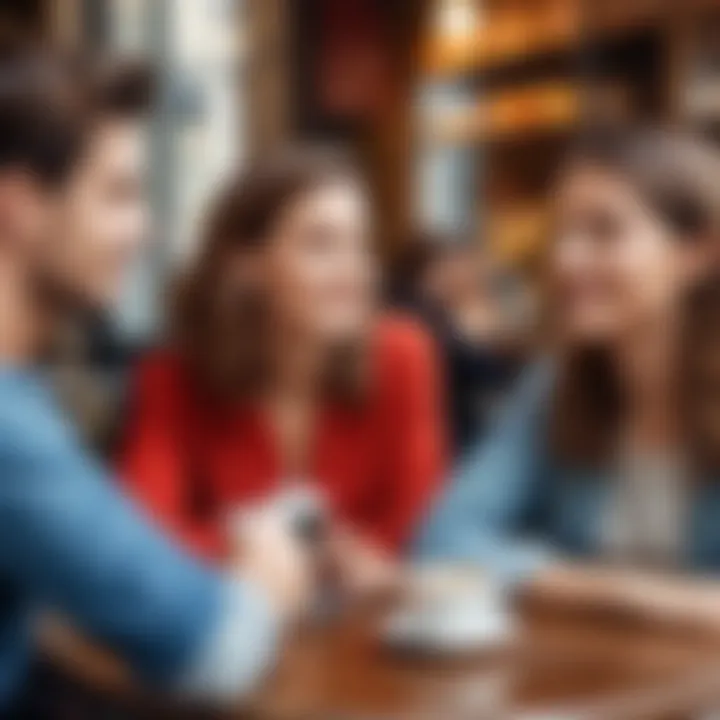 A group of friends enjoying a conversation at a café