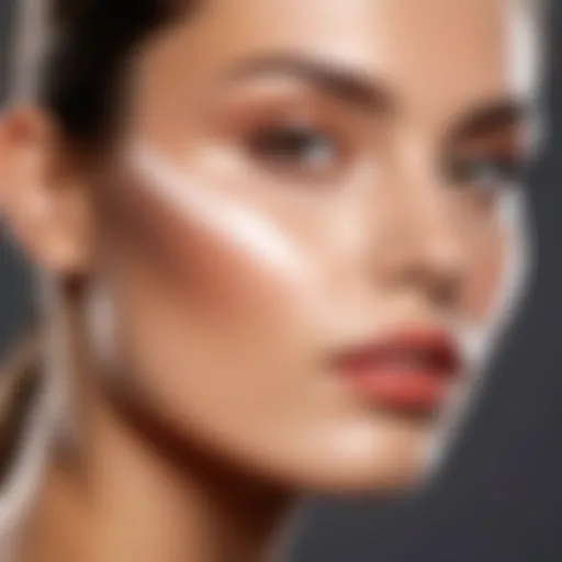 Strategic application of highlighter on cheekbones