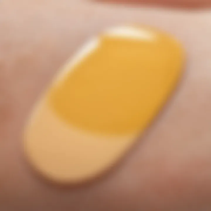 A close-up of a skin swatch demonstrating yellow undertones