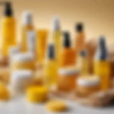 Skincare products arranged for yellow undertone skin types