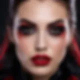 A stunning vampire makeup look showcasing dramatic features and dark colors