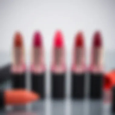 Shades of Matte Liquid Lipstick Display of various shades of matte liquid lipsticks