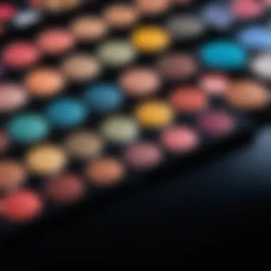 Colorful and Artistic Eyeshadow Palette Palette of vibrant eyeshadows arranged artistically
