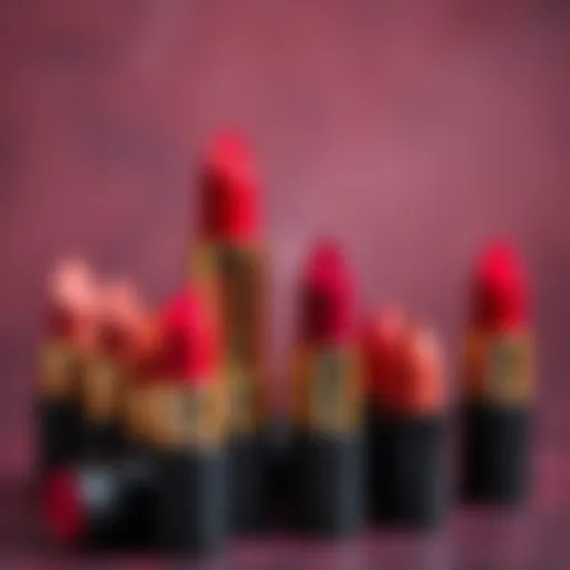 Vibrant warm-toned lipstick shades arranged elegantly