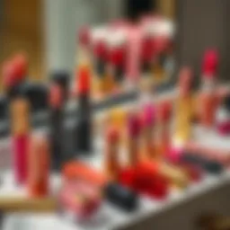 Lush array of lip shades on a vanity, showcasing colors suitable for wheat-toned skin