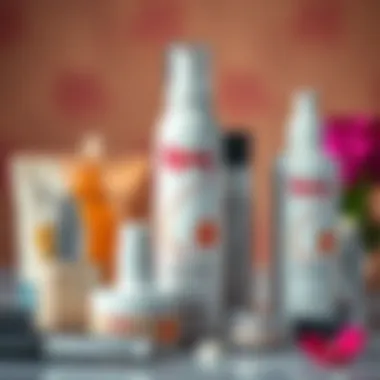 Diverse Beauty Products Featuring Artificial Freckle Spray A vibrant display of beauty products including the artificial freckle spray.