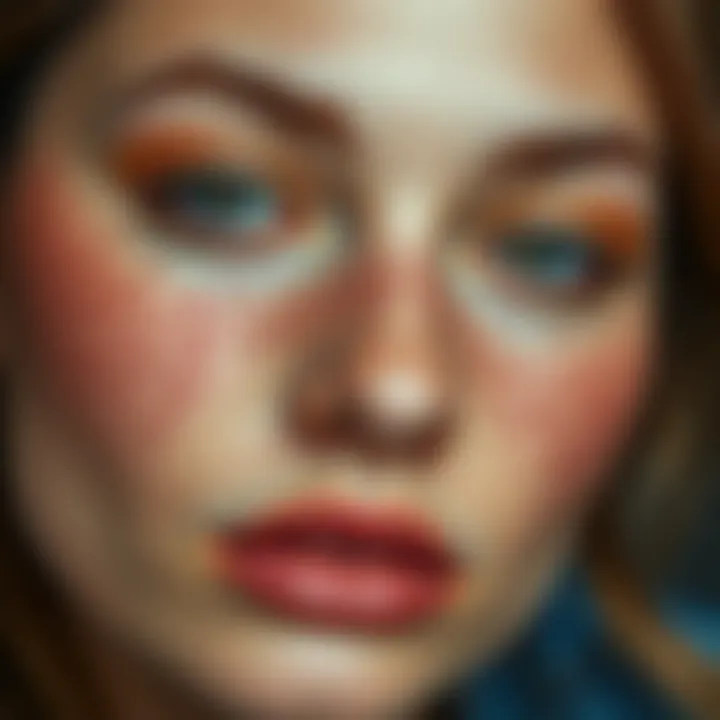 An artistic close-up of a model showcasing artificial freckles on her face.