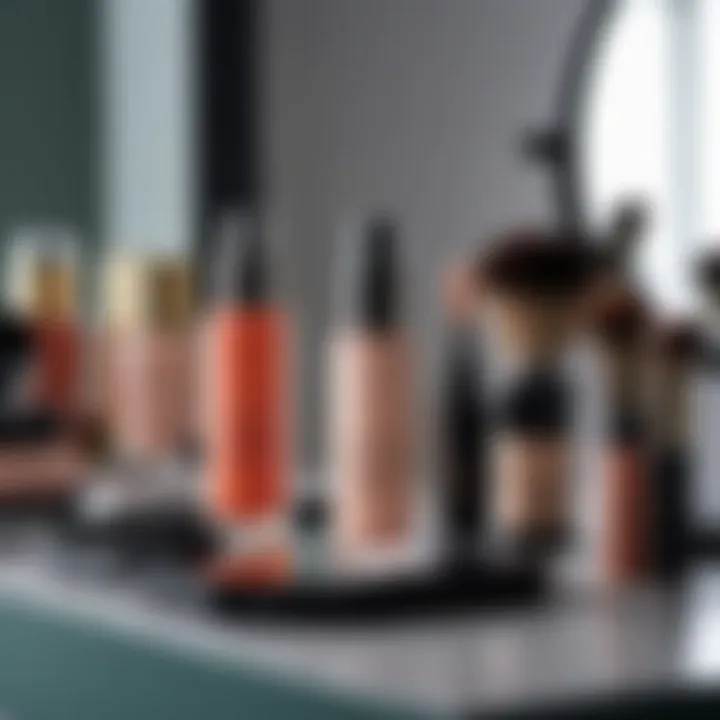 Selection of lightweight makeup products on a vanity