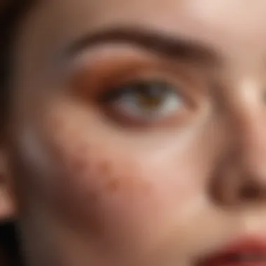 Close-up of a completed freckle makeup look