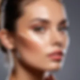 Radiant highlighter application on cheekbones