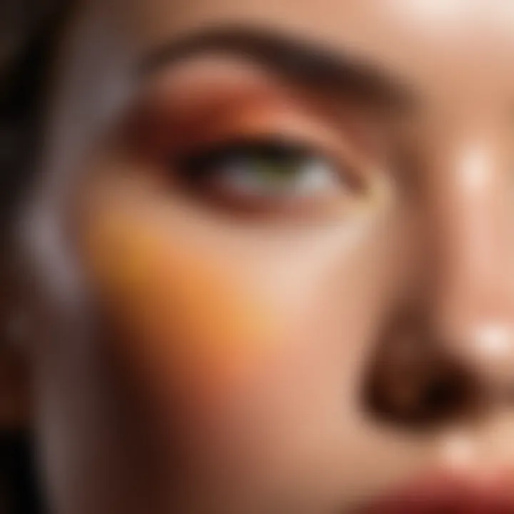 Close-up of highlighter application showcasing a luminous effect